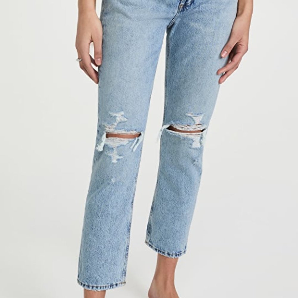 AGOLDE Riley Distressed High Rise Straight Crop, size 25